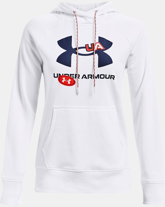 Women's UA Rival Fleece Big Logo Hoodie, White, pdpMainDesktop image number 4